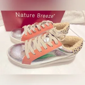 🛍️ Women’s  Natural Breeze Dale  Silver Metallic fashion Sneaker Size: 8 1/2💥