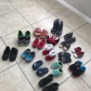 16 pairs of kids shoes