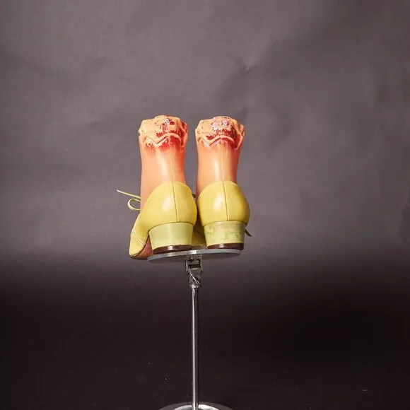 1970s Yellow and Lime Oxford Mod Shoes Heels
