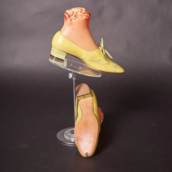 1970s Yellow and Lime Oxford Mod Shoes Heels