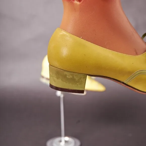 1970s Yellow and Lime Oxford Mod Shoes Heels