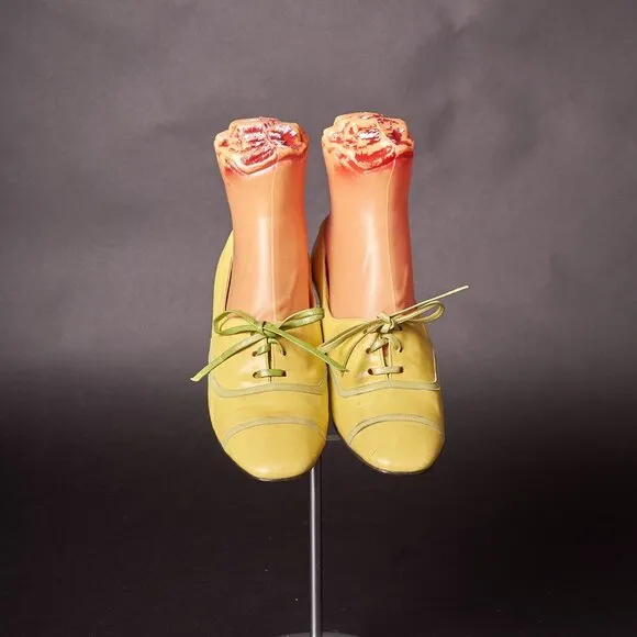 1970s Yellow and Lime Oxford Mod Shoes Heels