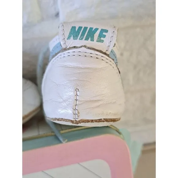 1980's Nike Baby Boy Crib Shoes  Original Pink Blue Tin Made Korea Collectible