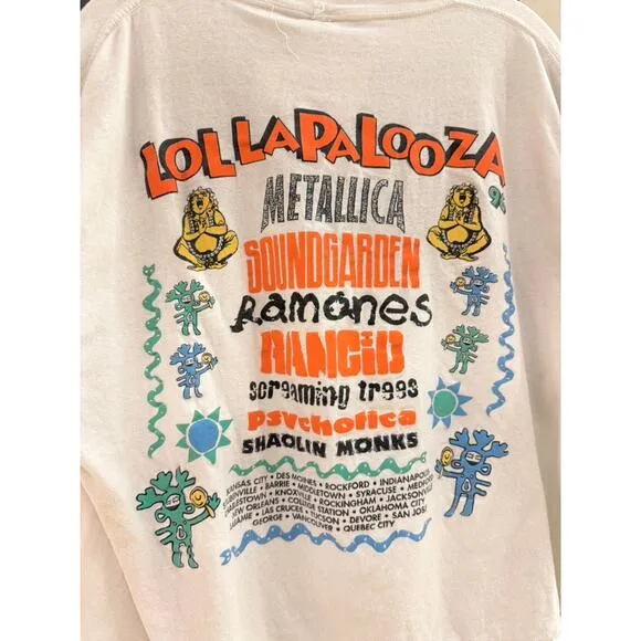 1996 Metallica Lollapalooza Festival 90s Vintage Box Cut Tee Shirt Soundgarden