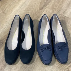 2 Pair Salvatore Ferragamo Women's Leather Shoes size 7A extra narrow