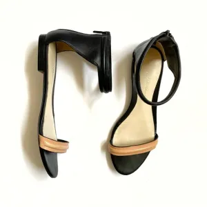 3.1 Phillip Lim Martini black tan leather ankle wrap strap flat sandals open toe
