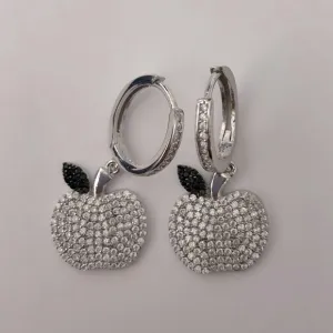🍎925 Silver earrings apple cz stones teacher gift