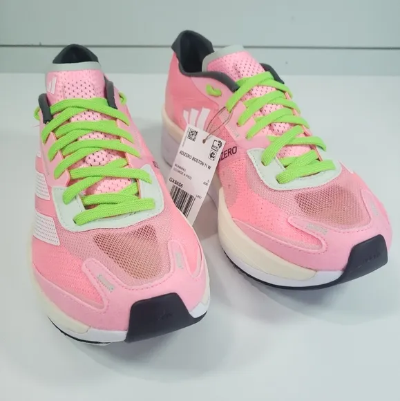 Adidas Adizero Boston 11 Beam Pink Green GX6656 Bright Neon Running shoes sz 6.5