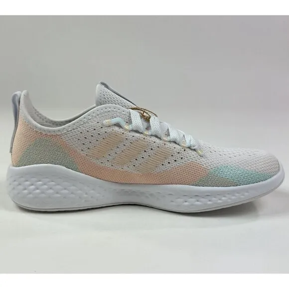 adidas FluidFlow 2.0 Womens 6 White Almost Pink Running Shoes Sneakers GW4015