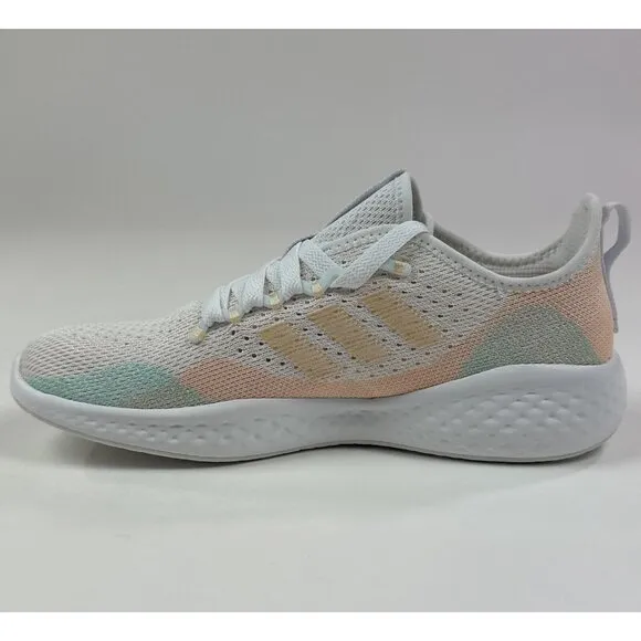 adidas FluidFlow 2.0 Womens 6 White Almost Pink Running Shoes Sneakers GW4015