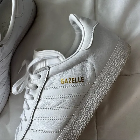 Adidas Gazelle Cloud White Gold Metallic Sneaker Shoe