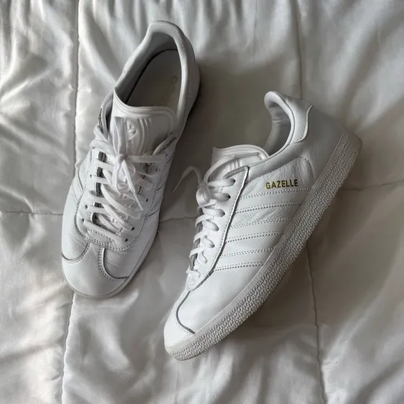 Adidas Gazelle Cloud White Gold Metallic Sneaker Shoe