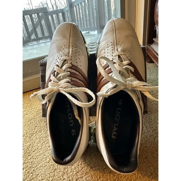 Adidas Golf Shoes, Tour 360‎ Cleats Men's Size 10, White/Brown