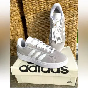 Adidas Grand Court Alpha Sneaker Suede Leather Grey White Couldfoam Comfort