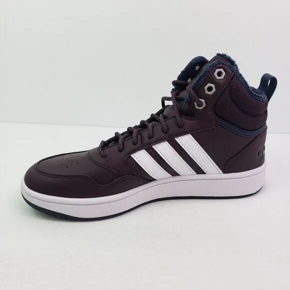 Adidas Hoops 3.0 Mid WTR Womens Size 9 Dark Purple White Basketball Sneaker Shoe