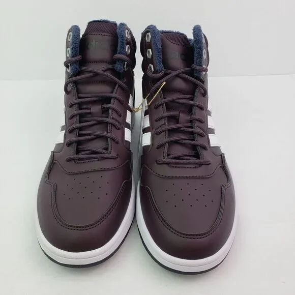Adidas Hoops 3.0 Mid WTR Womens Size 9 Dark Purple White Basketball Sneaker Shoe