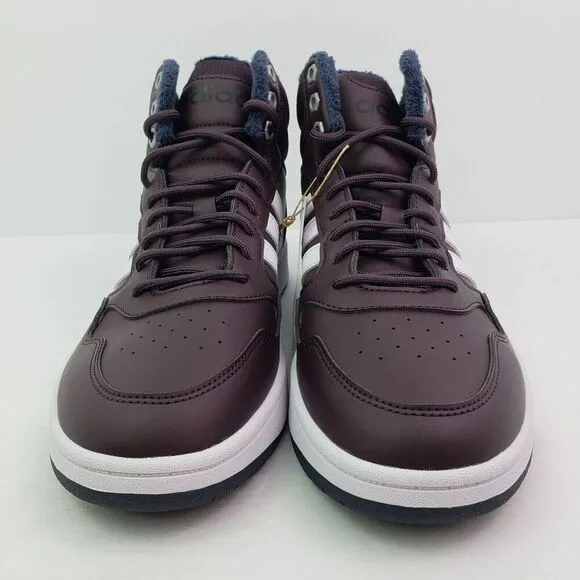 Adidas Hoops 3.0 Mid WTR Womens Size 9 Dark Purple White Basketball Sneaker Shoe