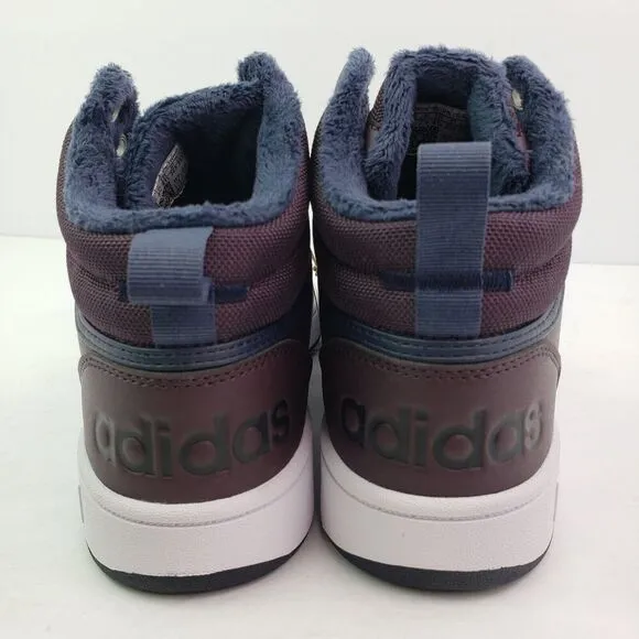 Adidas Hoops 3.0 Mid WTR Womens Size 9 Dark Purple White Basketball Sneaker Shoe
