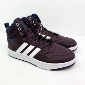 Adidas Hoops 3.0 Mid WTR Womens Size 9 Dark Purple White Basketball Sneaker Shoe