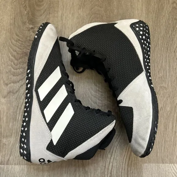 Adidas Mat Wizard 5 Mens Sz 6.5 Wrestling Shoes Black White MMA Boxing Footwear