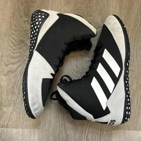 Adidas Mat Wizard 5 Mens Sz 6.5 Wrestling Shoes Black White MMA Boxing Footwear
