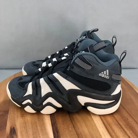Adidas Mens 8 Shoes Crazy 8 Black White Basketball Shoes Nubuck Cushion Comfort