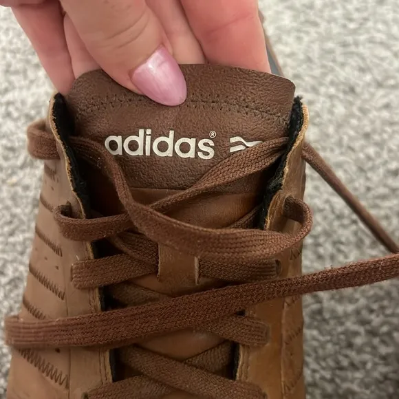 Adidas Mens Adi Cross Brown Leather Spikeless Golf Sneaker