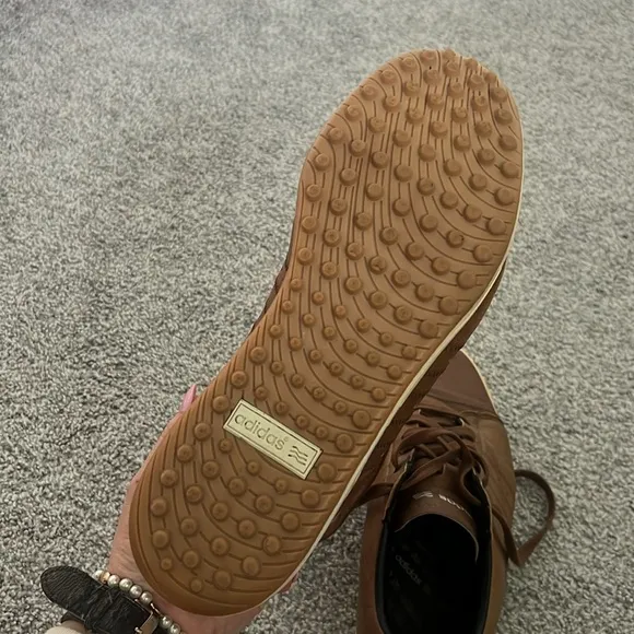 Adidas Mens Adi Cross Brown Leather Spikeless Golf Sneaker