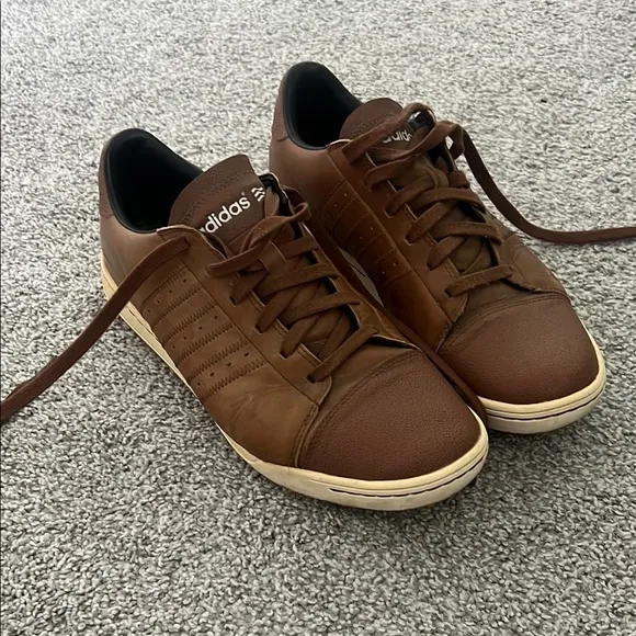 Adidas Mens Adi Cross Brown Leather Spikeless Golf Sneaker
