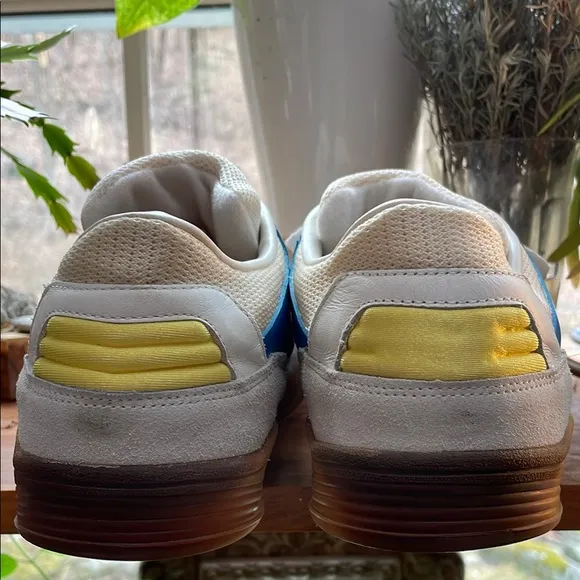 Adidas Men's White and Blue Sneakers