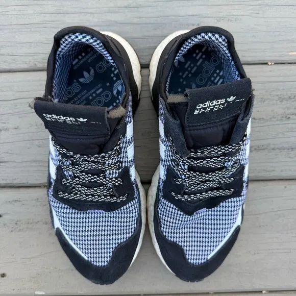 Adidas Nite Jogger in black and white shoes size 8