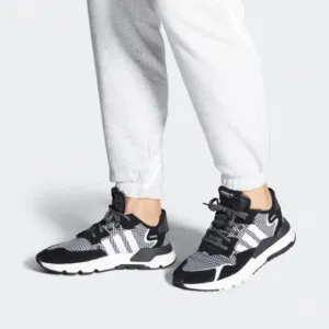 Adidas Nite Jogger in black and white shoes size 8