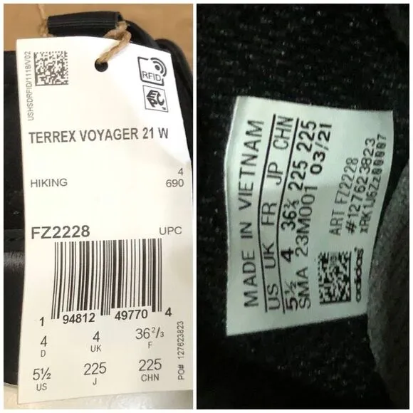 ADIDAS - NWTIB - L Sz 5.5 (36) Terrex Voyager 21 in Core Black &amp; Chalk White