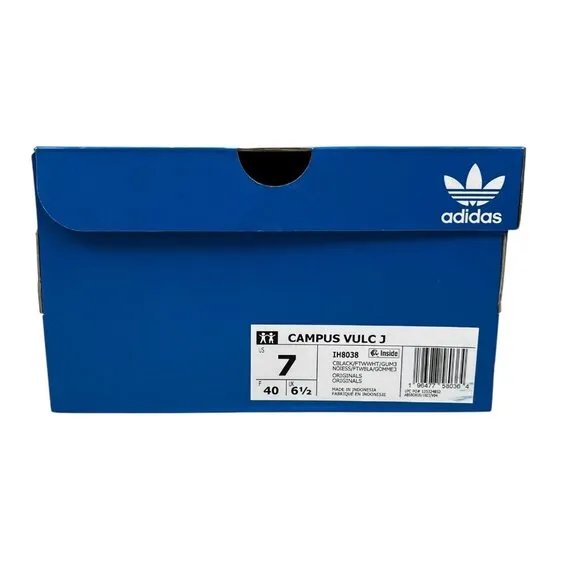 Adidas Originals Campus Vulc J Core Black White Shoes IH8038 Youth Boy's Size 7