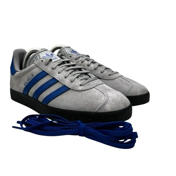 Adidas Originals Gazelle Grey Collegiate Blue Shoes IH3815 Men's Sizes 8.5 -10
