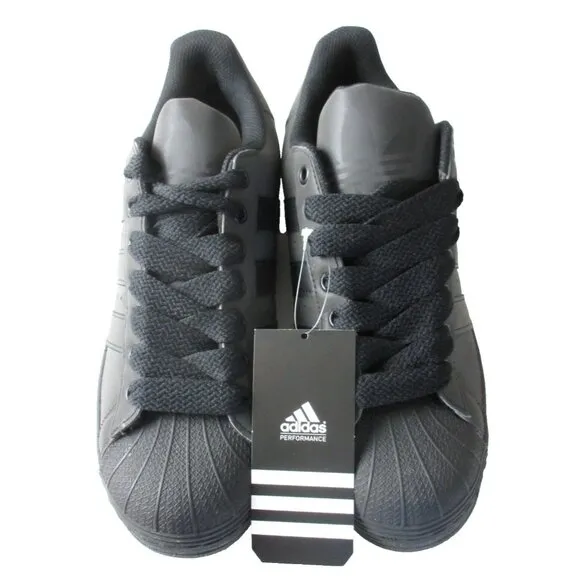 Adidas Originals Men's Superstar All Black Striped Shoes Shelltoe Size 9 NIB