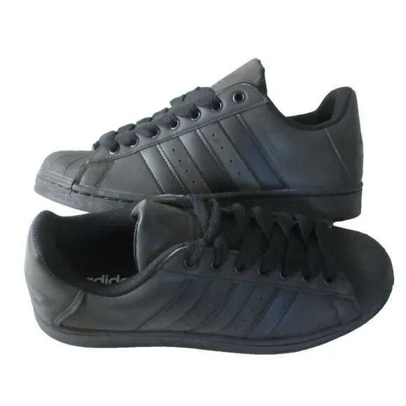 Adidas Originals Men's Superstar All Black Striped Shoes Shelltoe Size 9 NIB