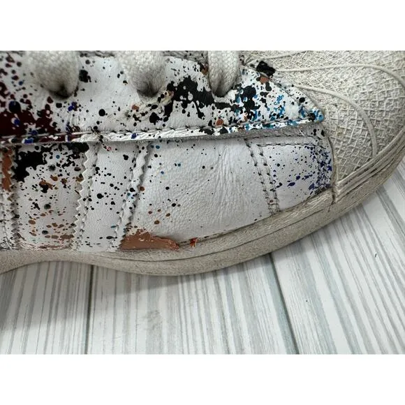 ADIDAS ORIGINALS SUPERSTAR ID9770 &quot;PAINT SPLATTER&quot; WHITE MULTICOLOR SZ 8