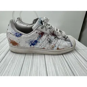 ADIDAS ORIGINALS SUPERSTAR ID9770 &quot;PAINT SPLATTER&quot; WHITE MULTICOLOR SZ 8