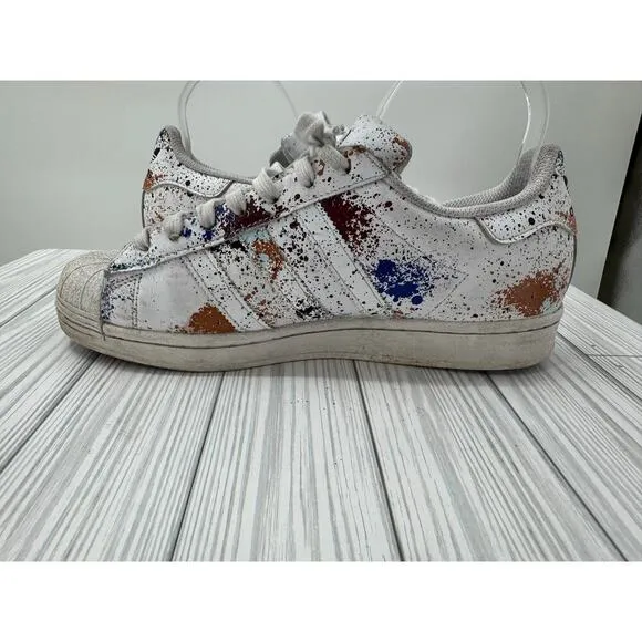 ADIDAS ORIGINALS SUPERSTAR ID9770 &quot;PAINT SPLATTER&quot; WHITE MULTICOLOR SZ 8