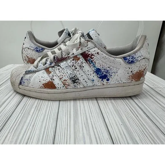 ADIDAS ORIGINALS SUPERSTAR ID9770 &quot;PAINT SPLATTER&quot; WHITE MULTICOLOR SZ 8