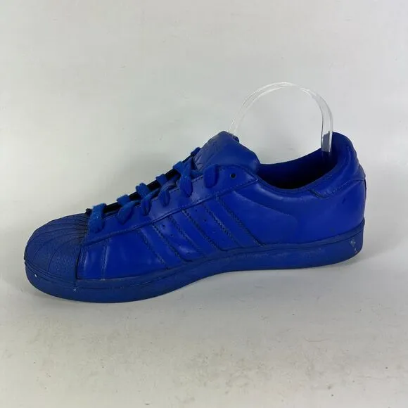 Adidas Pharrell Williams Superstar Men's 10.5 Blue Leather Athletic Shoes S41814