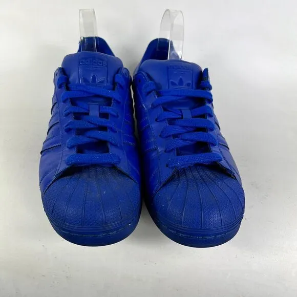 Adidas Pharrell Williams Superstar Men's 10.5 Blue Leather Athletic Shoes S41814