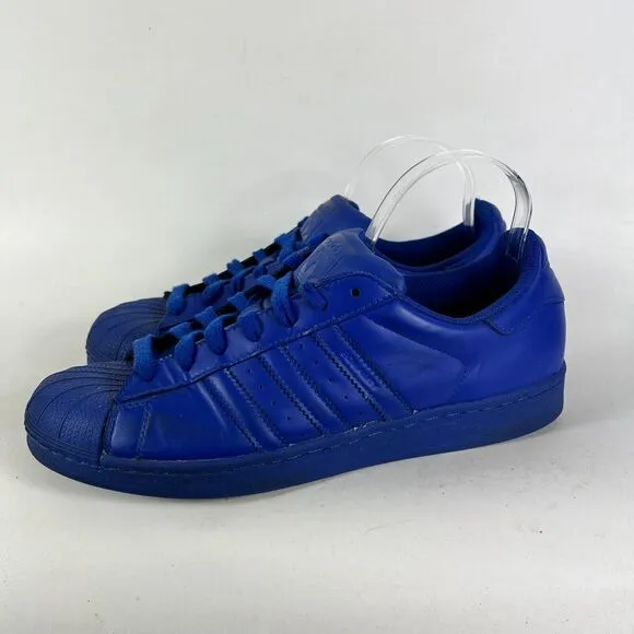 Adidas Pharrell Williams Superstar Men's 10.5 Blue Leather Athletic Shoes S41814
