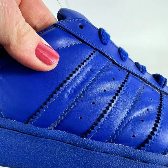 Adidas Pharrell Williams Superstar Men's 10.5 Blue Leather Athletic Shoes S41814