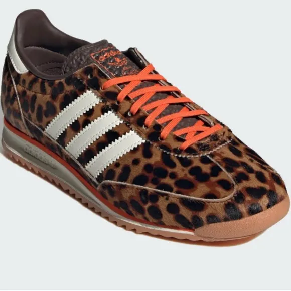 Adidas SL 72 OG SHOES Brown and Orange Sneakers with Leopard Print W 8/M 7 NIB