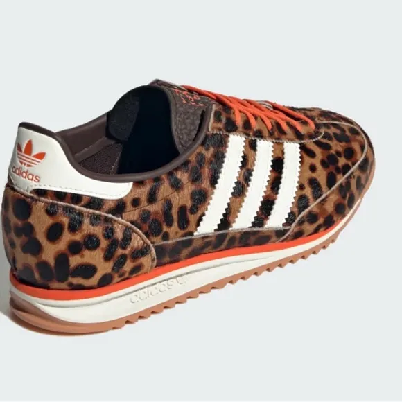 Adidas SL 72 OG SHOES Brown and Orange Sneakers with Leopard Print W 8/M 7 NIB