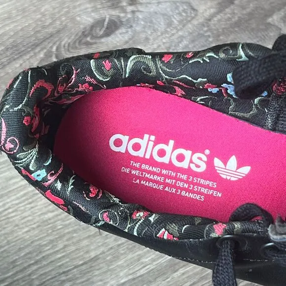 Adidas Stan Smith Black Floral Cuff Fashion‎ Tennis Shoes Womens 7.5 UK 6 EU 39