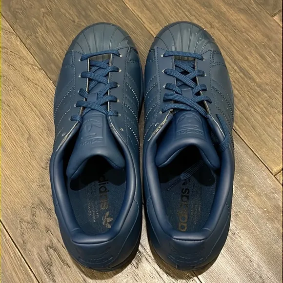 Adidas Superstar Glossy Toe leather shoes sneakers new blue S76723 Women’s Sizes
