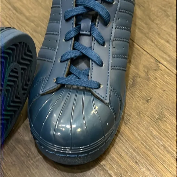 Adidas Superstar Glossy Toe leather shoes sneakers new blue S76723 Women’s Sizes